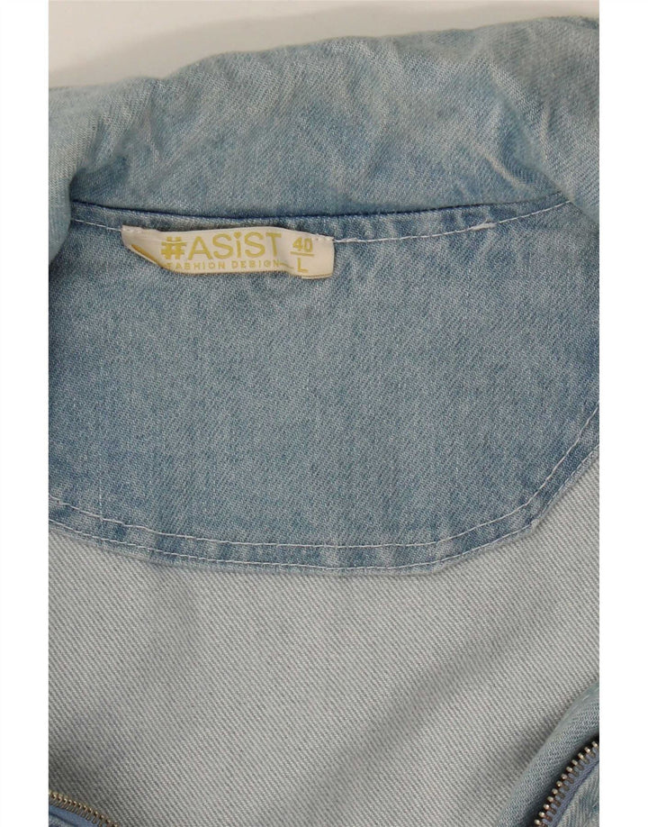 Giacca di jeans vintage da donna UK 14 grande cotone blu