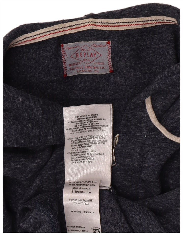 Replay Felpa con cappuccio e zip da uomo in poliestere medio blu navy screziato