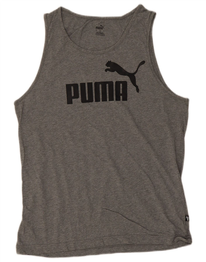 Canotta grafica da uomo Puma Large in cotone grigio