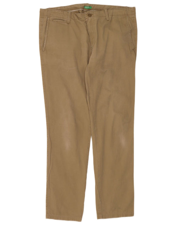 Pantaloni Chino Slim Da Uomo Benetton W38 L30 Cachi