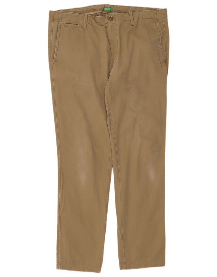 Pantaloni Chino Slim Da Uomo Benetton W38 L30 Cachi