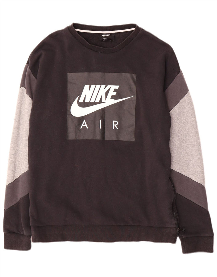 Felpa con grafica Nike da uomo, piccola, in cotone color block nero