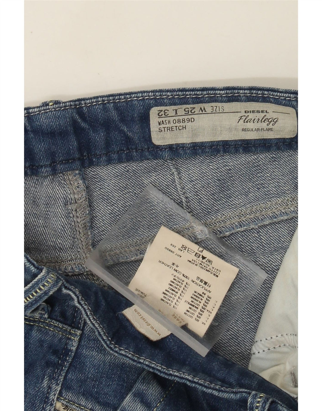 Jeans svasati regolari da donna Diesel Flairlegg W25 L27 cotone blu