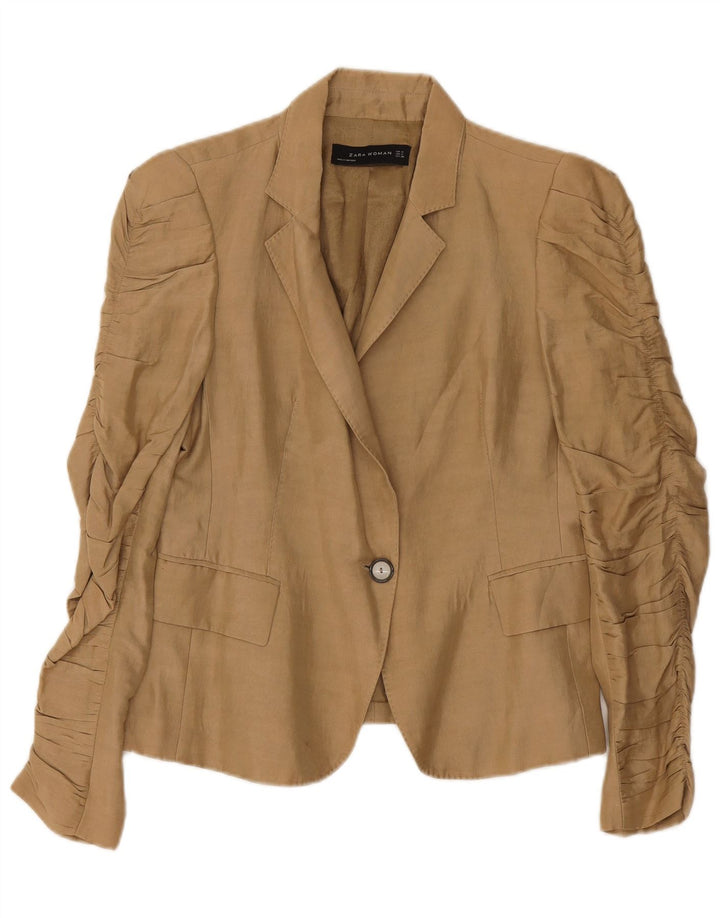 Giacca blazer a 1 bottone da donna Zara UK 12 beige medio