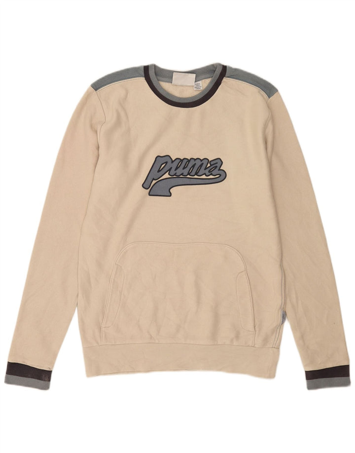 Felpa grafica da uomo Puma Maglione piccolo color block bianco sporco
