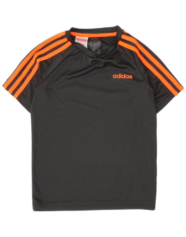Maglietta Adidas Climalite da ragazzo, 7-8 anni, in poliestere grigio