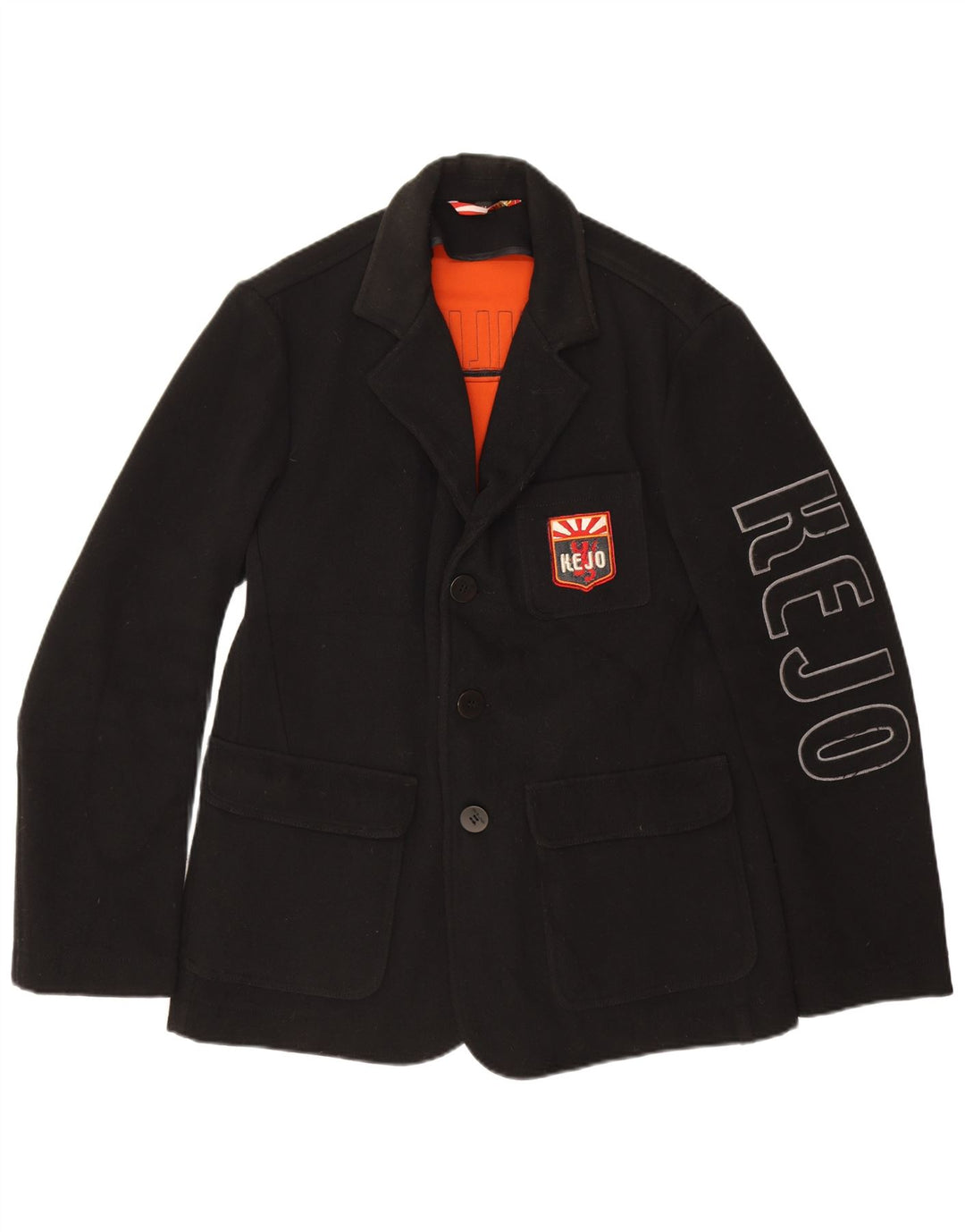 Giacca blazer da uomo con grafica a 3 bottoni Kejo UK 38 lana nera media