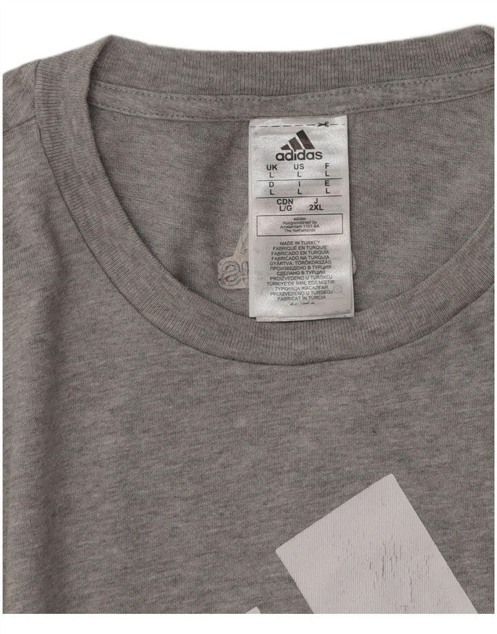 T-shirt grafica da uomo Adidas Top grande in cotone grigio