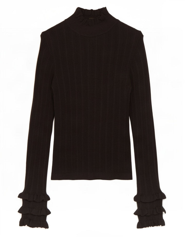Top Zara da donna a maniche lunghe UK 12 viscosa nera media