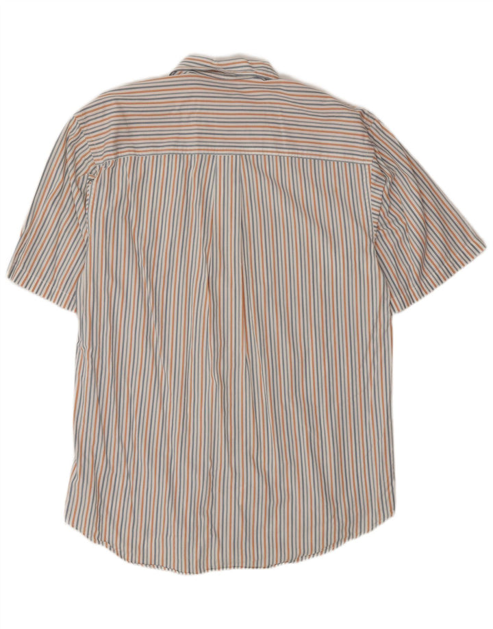 Camicia a maniche corte da uomo Izod in cotone a righe bianche medie