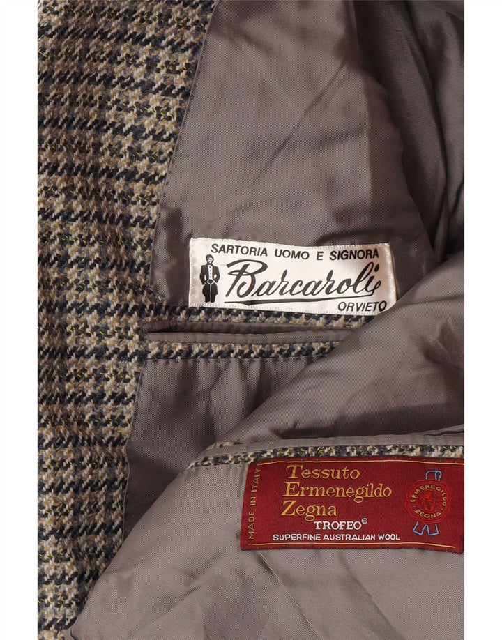 Giacca blazer da uomo a 2 bottoni Ermenegildo Zegna UK 40 pied de poule grigio medio