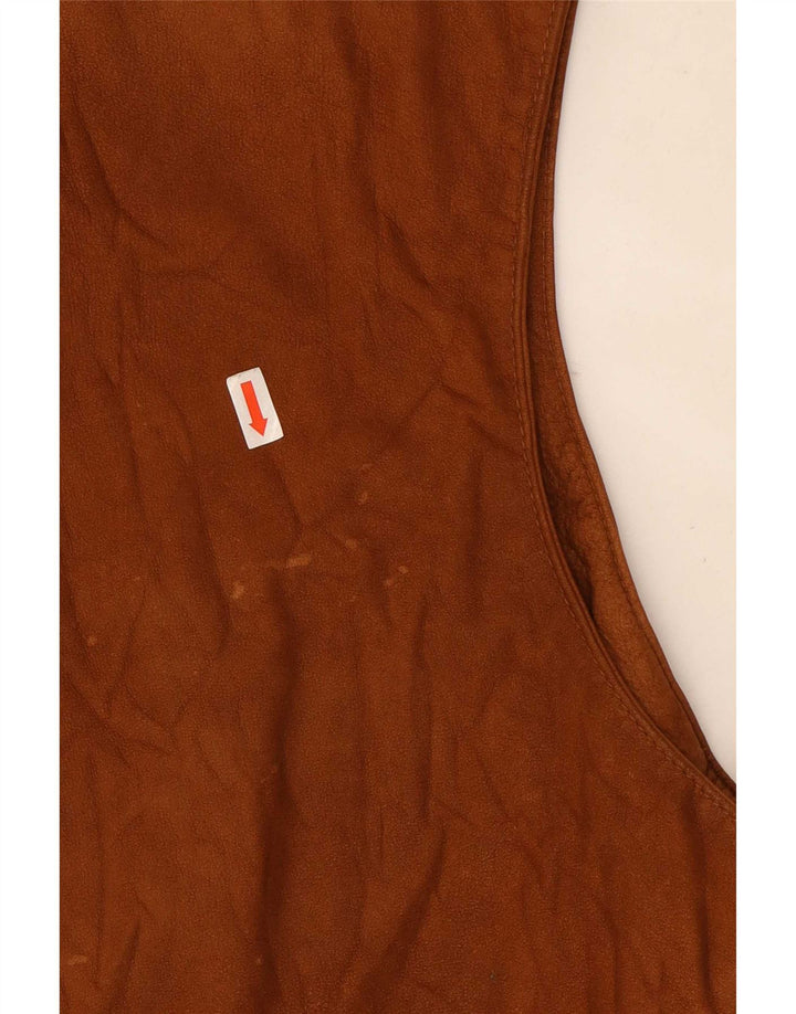Gilet vintage da uomo in pelle scamosciata XL marrone