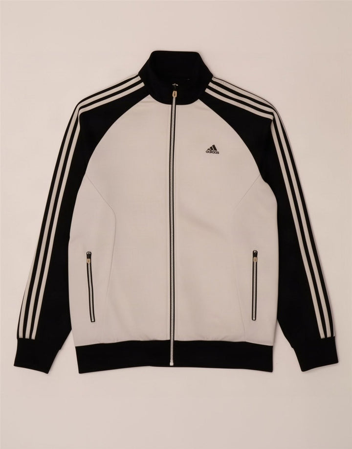 Giacca da ginnastica da uomo Adidas grande in poliestere grigio