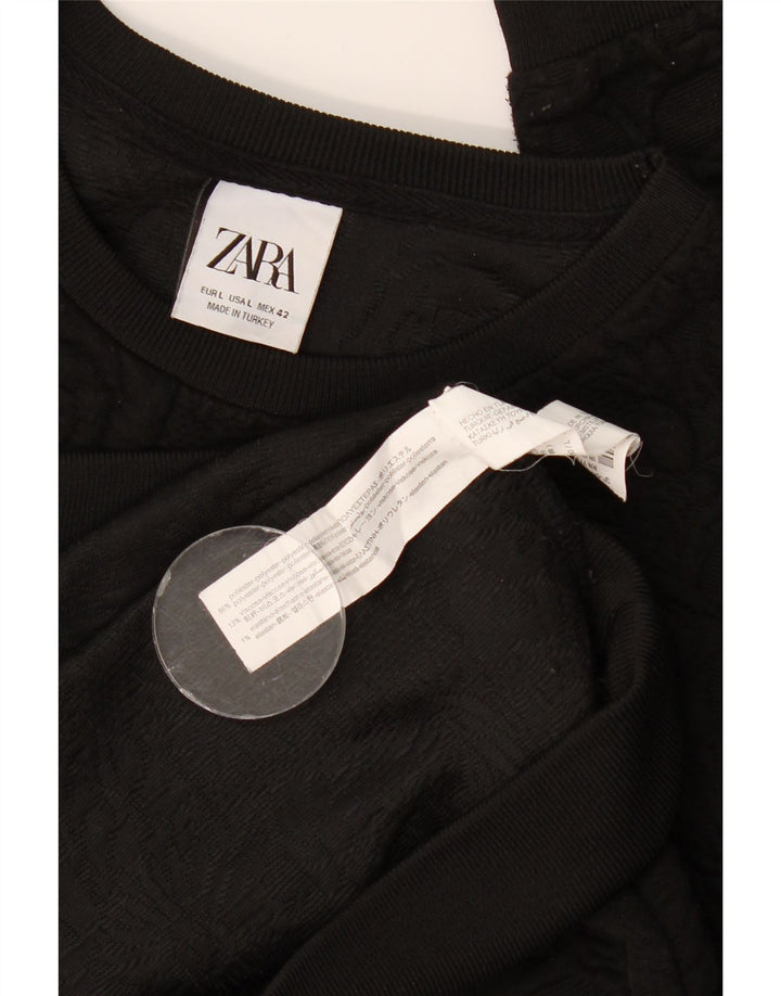 Zara Uomo Felpa Maglione Grande Nero Floreale Poliestere