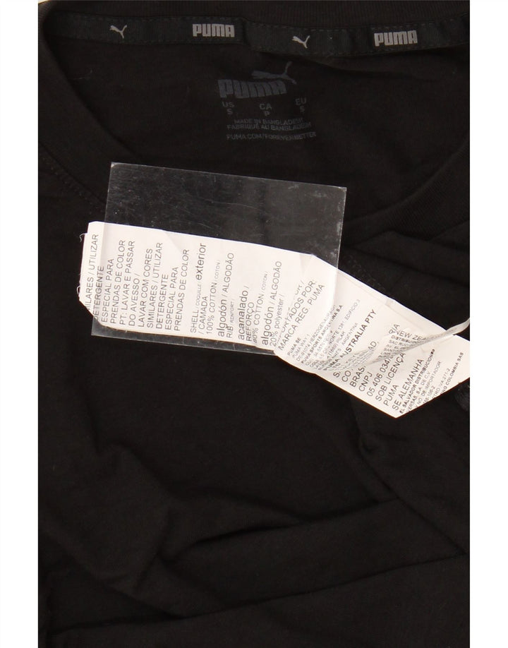 PUMA Top grafico da uomo a maniche lunghe piccolo in cotone nero