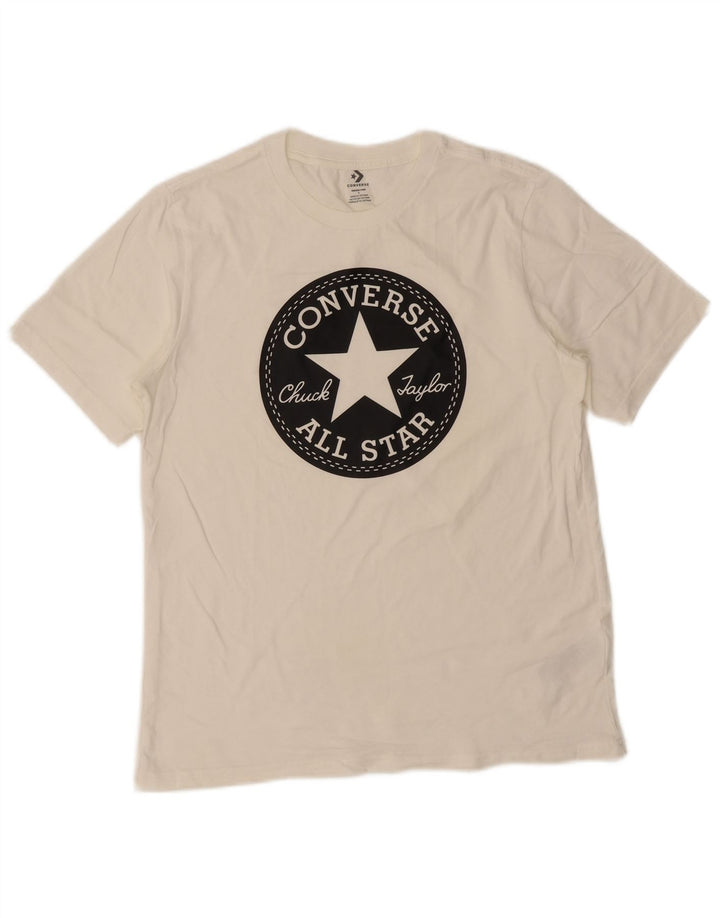 T-shirt grafica da uomo Converse Top Small in cotone bianco sporco