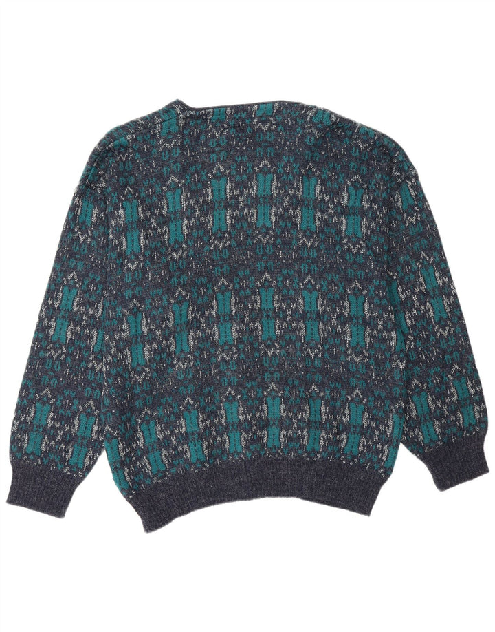 Derby Maglione cardigan da uomo grande blu geometrico