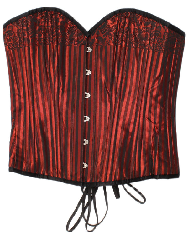 Top corsetto vintage da donna in poliestere a righe rosse medie