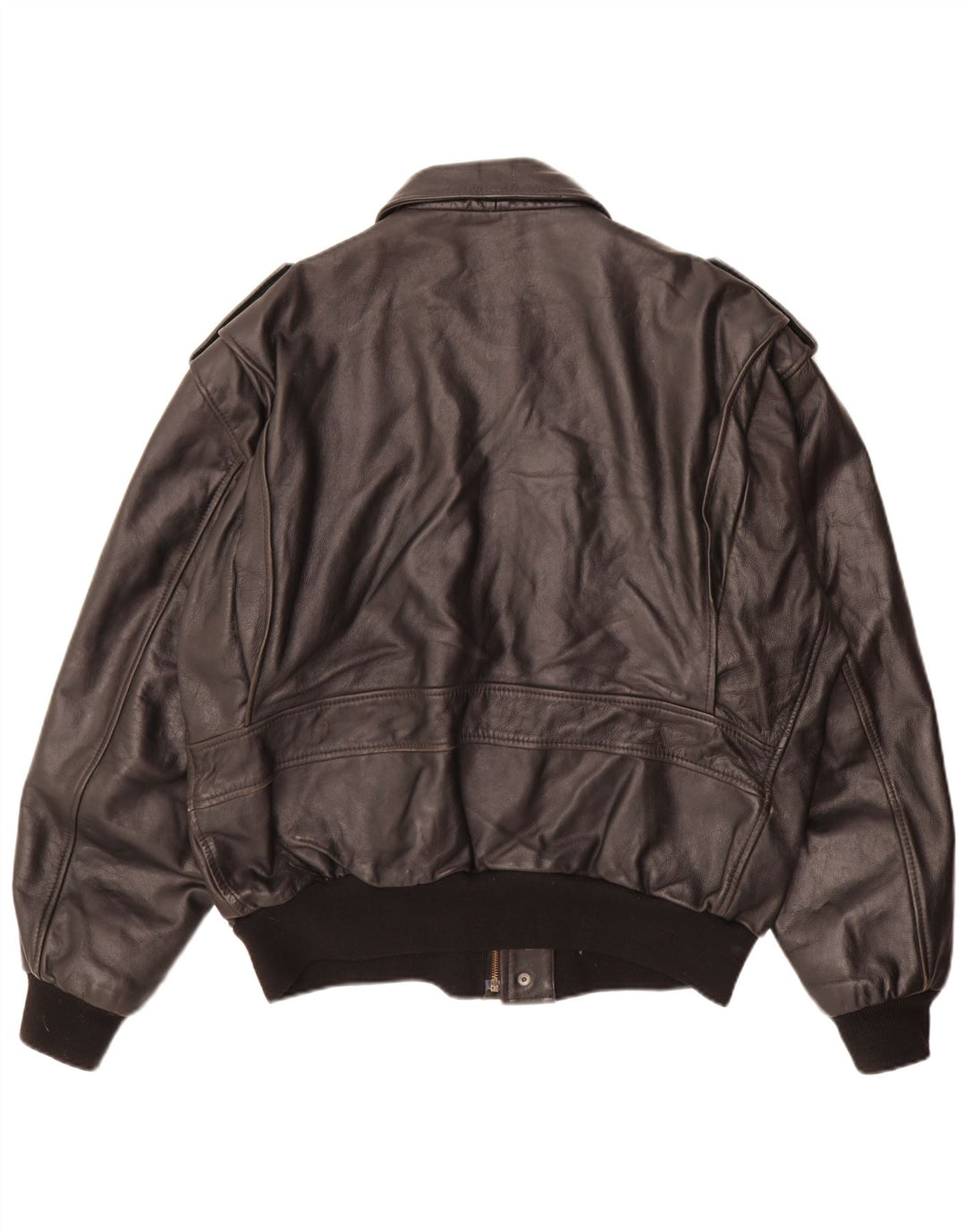 Giacca in pelle militare vintage da uomo UK 42 XL nera