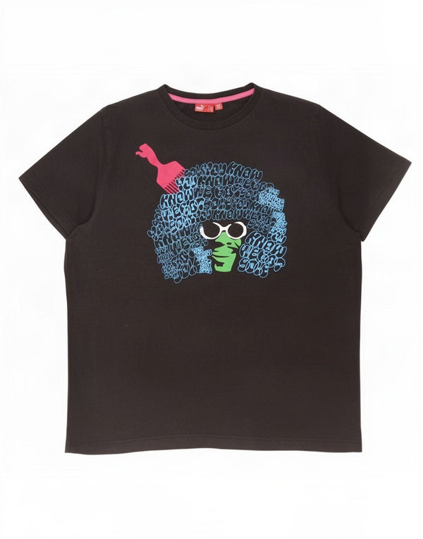 Puma Mens Graphic T-Shirt Top 2XL Black