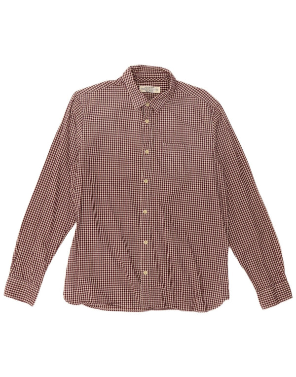 Camicia da uomo All Saints in cotone a quadretti bordeaux medio