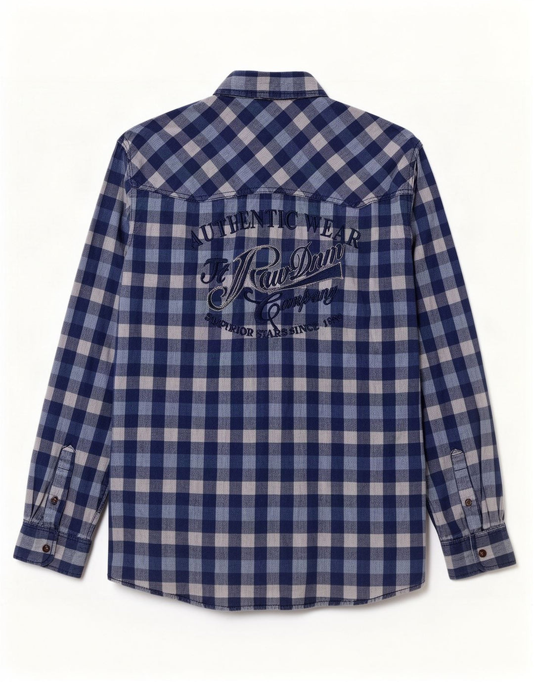Camicia grafica da uomo vintage XL in cotone a quadretti blu