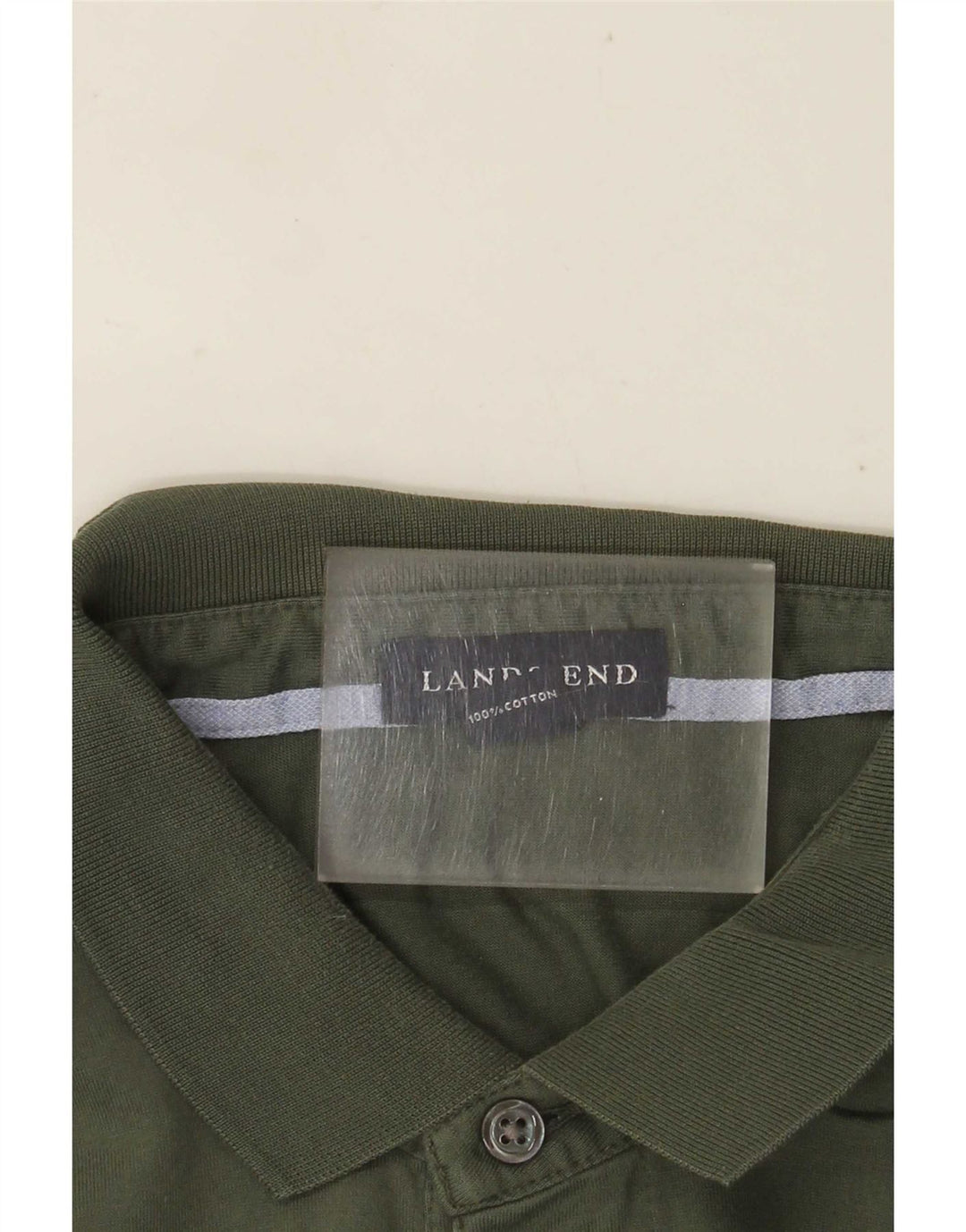 Polo da uomo a maniche lunghe Lands End grande in cotone verde