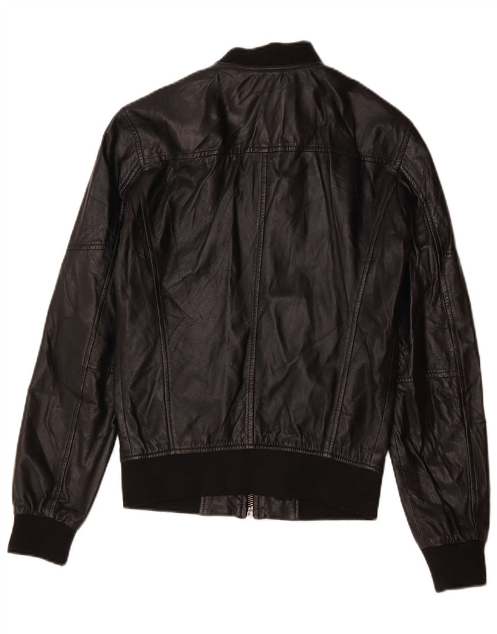 Giubbotto bomber in pelle da donna Zara UK 10 piccolo in pelle nera