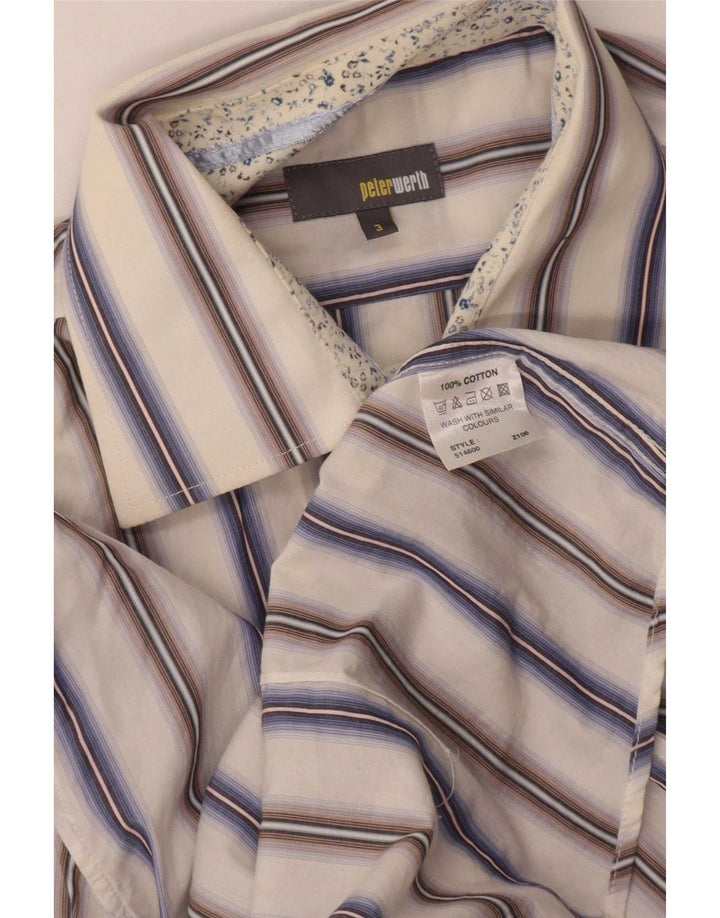 Camicia da uomo Peter Werth in cotone a righe bianche medie