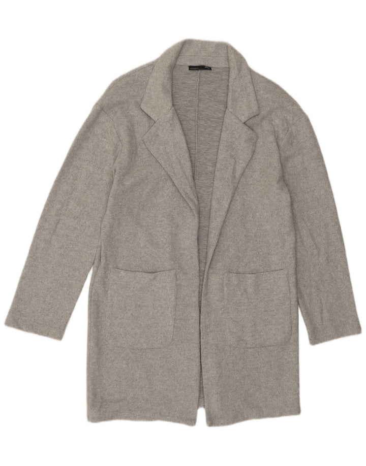 Maglione cardigan aperto a linea lunga da donna Zara UK 14 Poliestere grigio medio