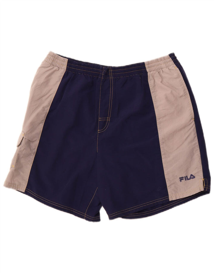 Pantaloncini da bagno Fila da uomo cargo XL blu navy color block in poliammide