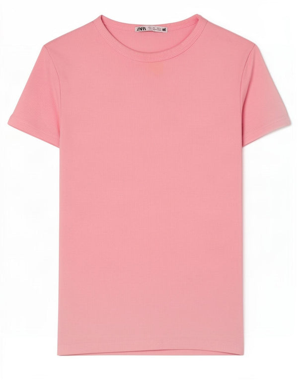 T-shirt Zara da donna Top UK 8 Small in cotone rosa