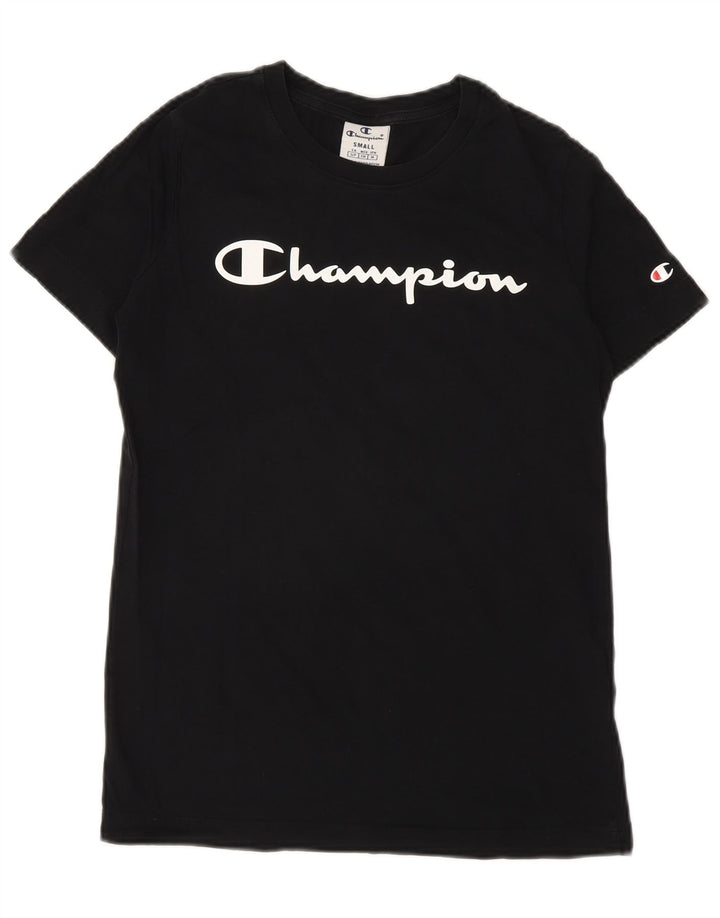 T-shirt grafica da donna Champion Top piccola in cotone nero