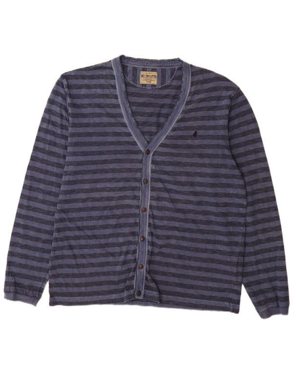 Maglione cardigan da uomo Marlboro Classics 2XL cotone a righe blu