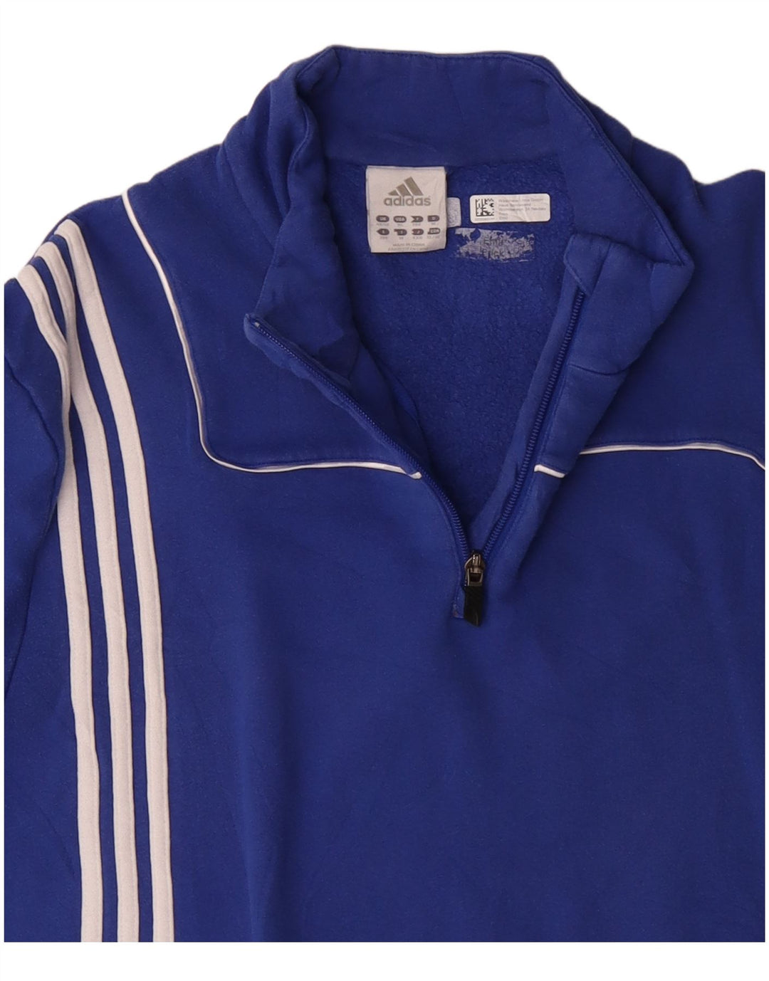 Felpa ADIDAS da uomo con zip e collo UK 48/50 XL Blu