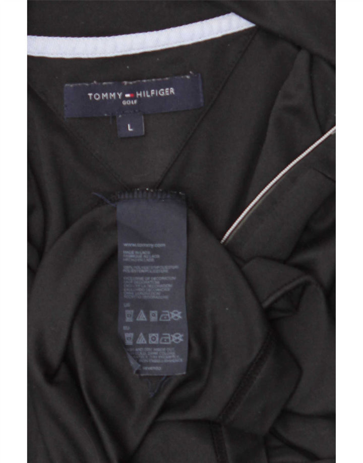 Tommy Hilfiger Uomo Top con zip e collo a maniche lunghe Large Nero Poliestere
