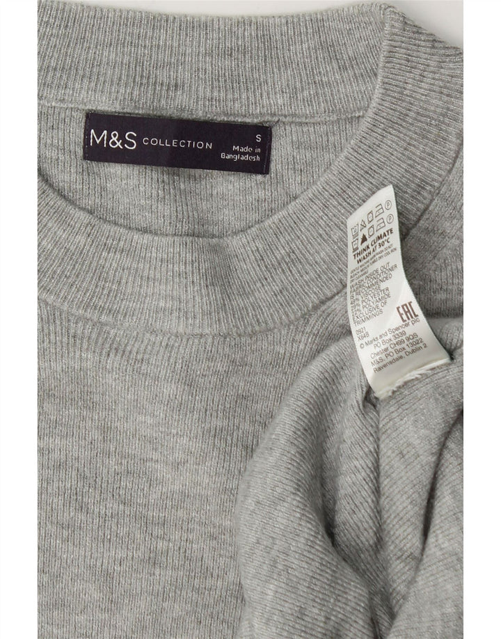 Maglione maglione girocollo oversize da donna Marks & Spencer UK 10 piccolo grigio