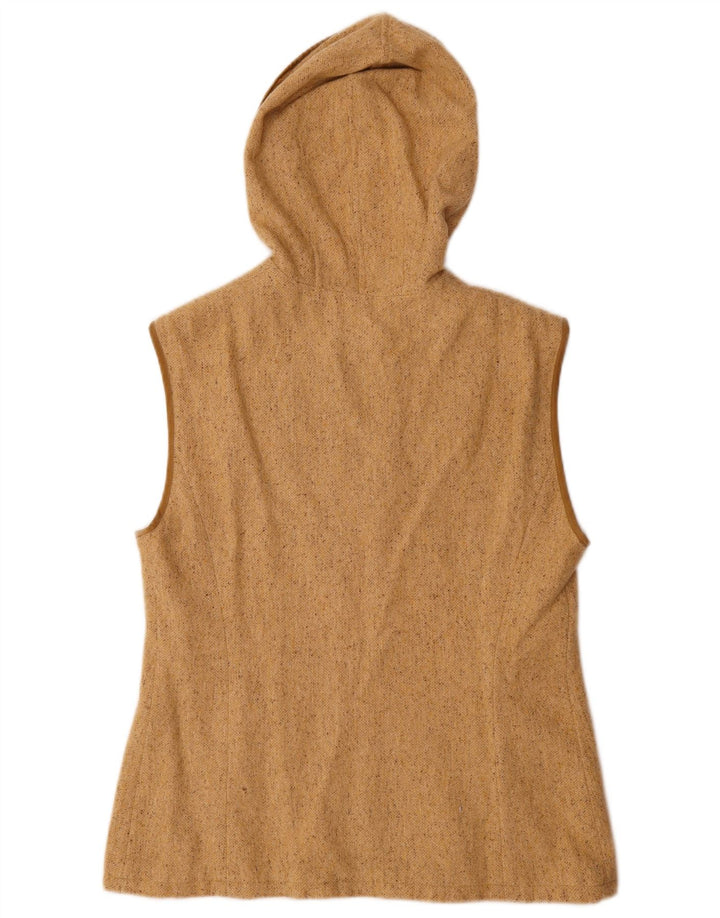 Gilet vintage da donna con cappuccio IT 46 grande beige screziato