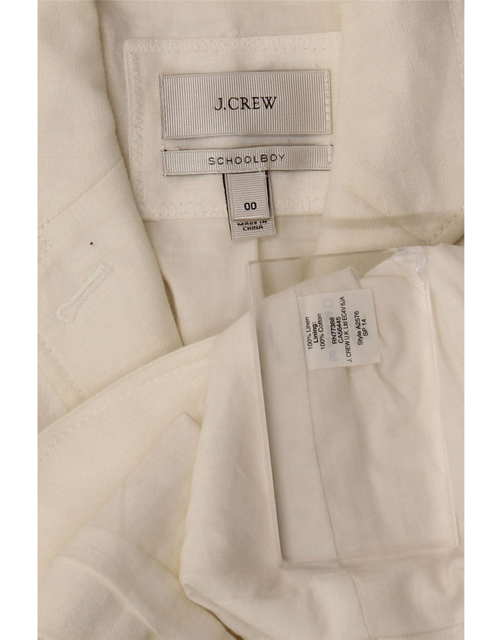 Giacca blazer a 2 bottoni da donna J. Crew US 00 2XS Lino bianco