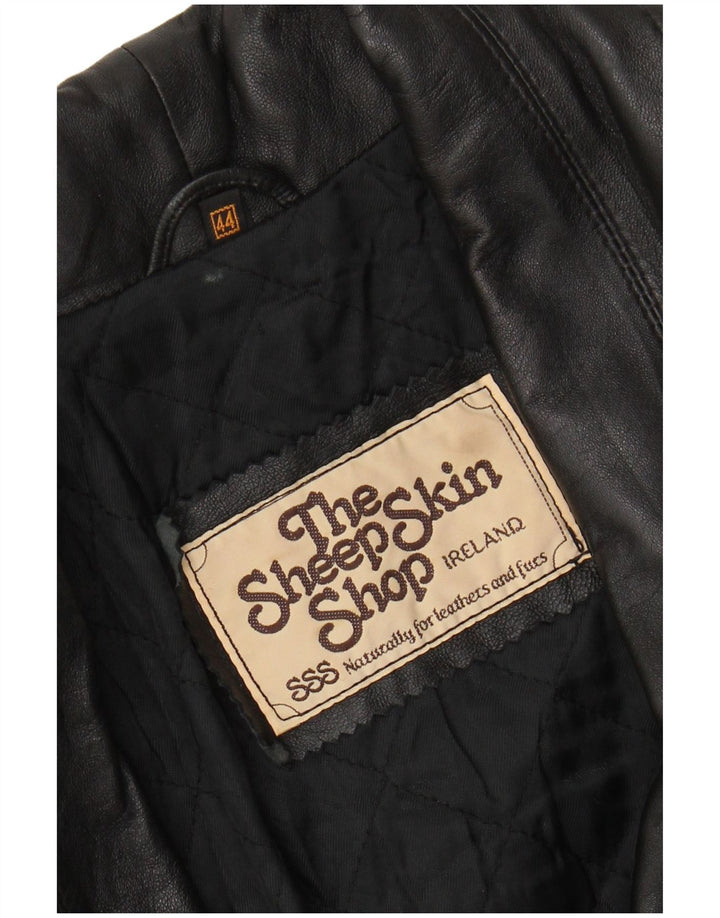 Cappotto in pelle vintage da donna EU 44 XL in pelle nera