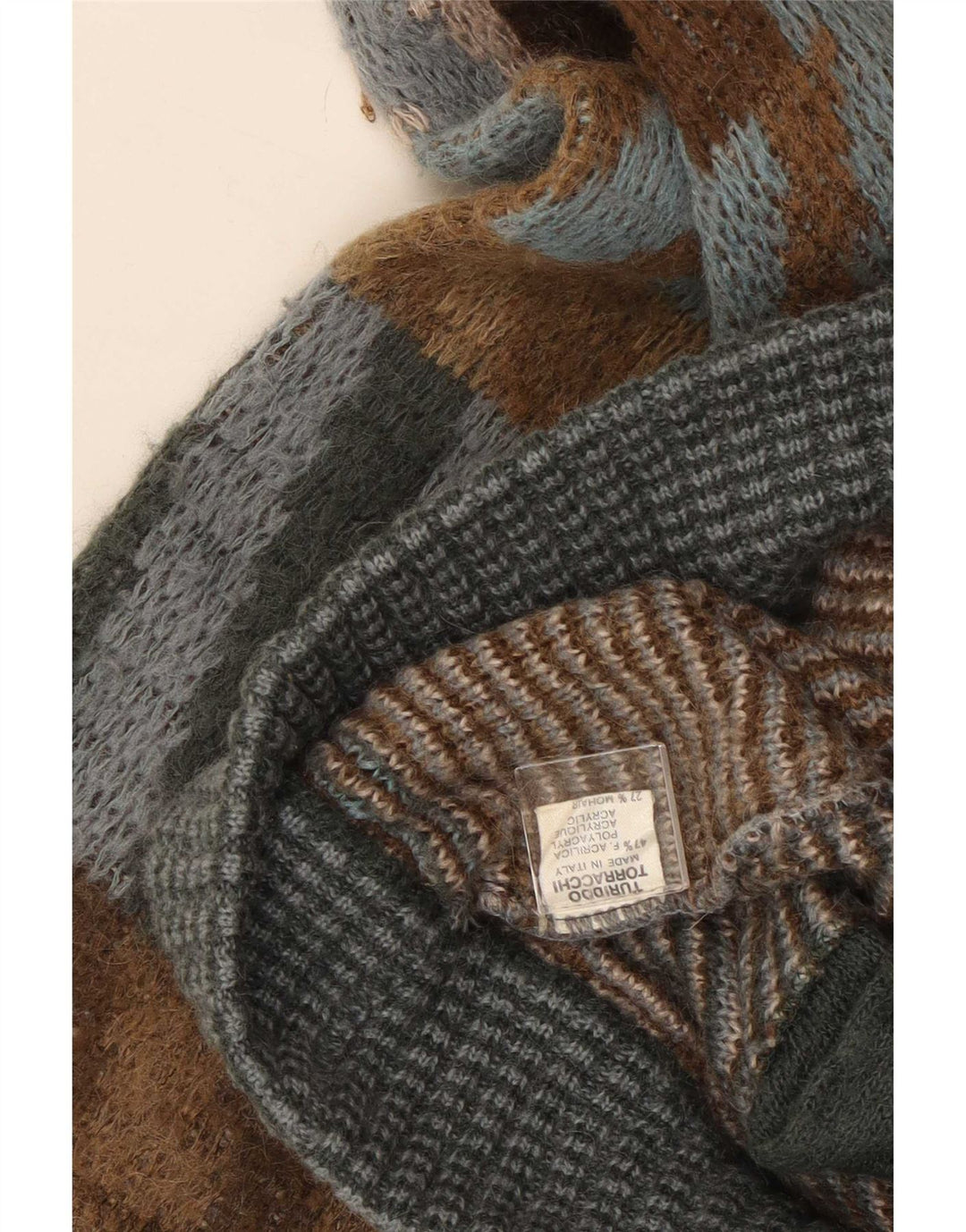 Maglione cardigan da uomo vintage grande acrilico geometrico multicolore