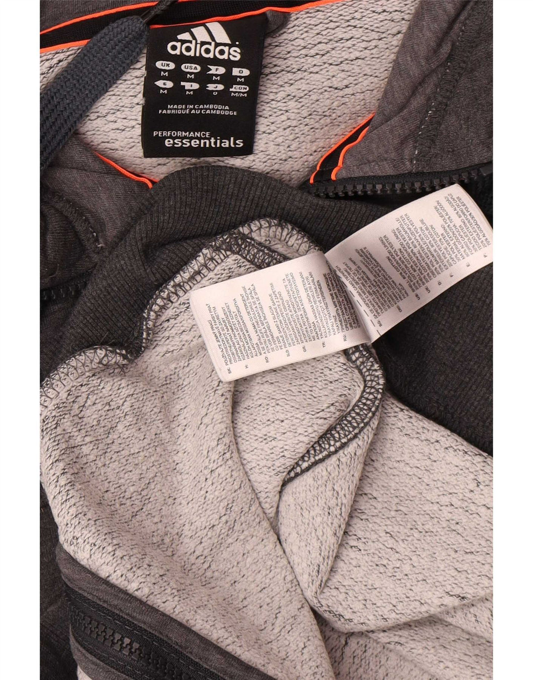 Maglione con cappuccio e zip Adidas da uomo in cotone grigio medio