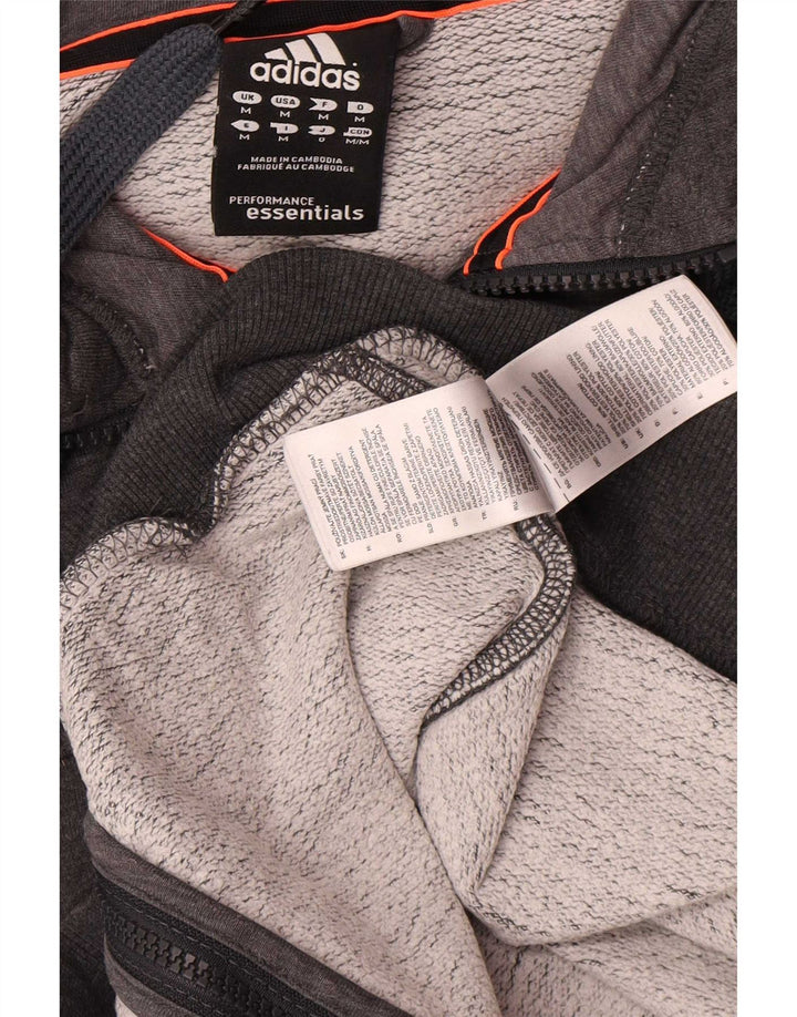 Maglione con cappuccio e zip Adidas da uomo in cotone grigio medio