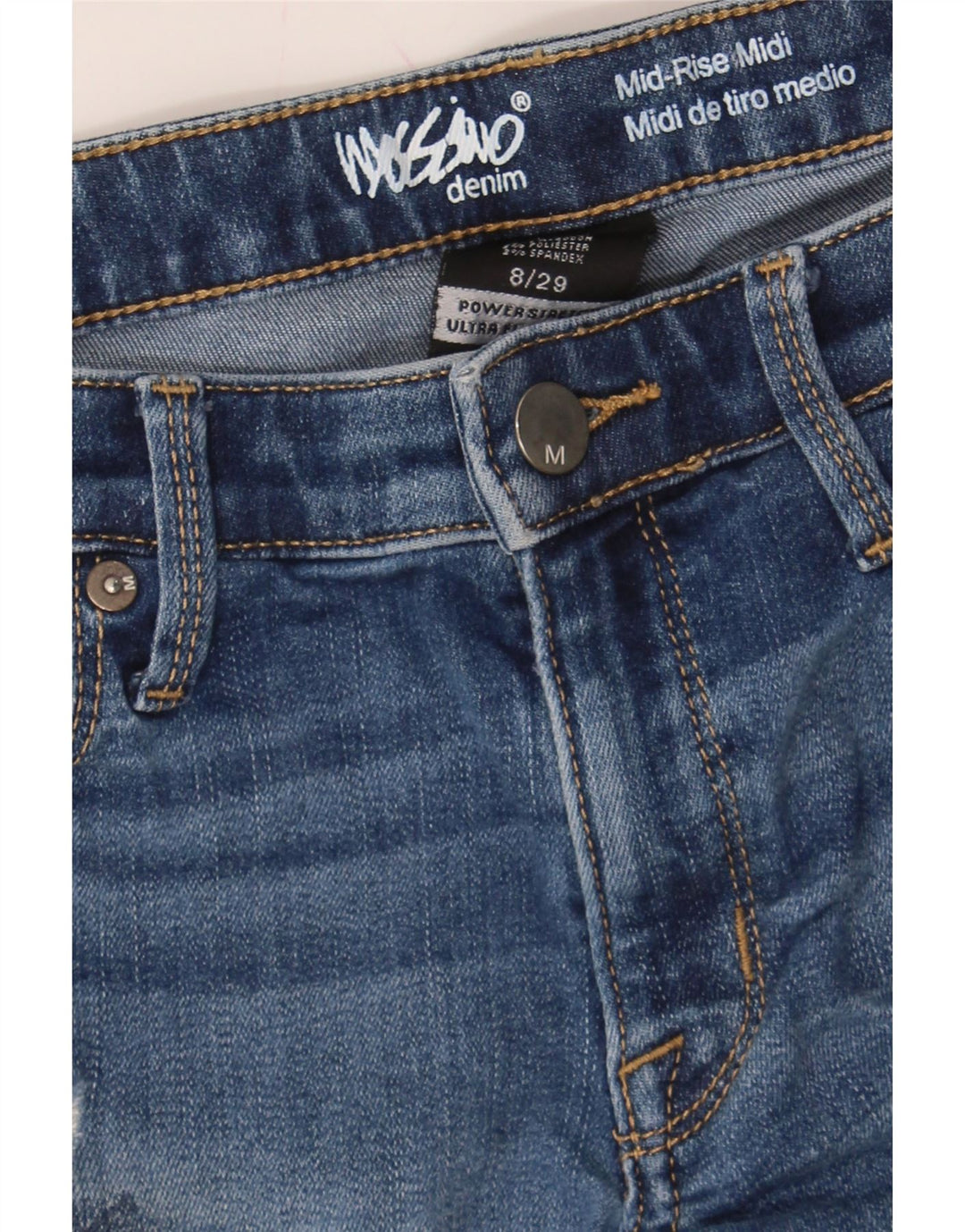 MOSSIMO Womens Mid Rise Distressed Denim Shorts US 8 Medium W29 Blue Vintage Mossimo and Second-Hand Mossimo from Messina Hembry 