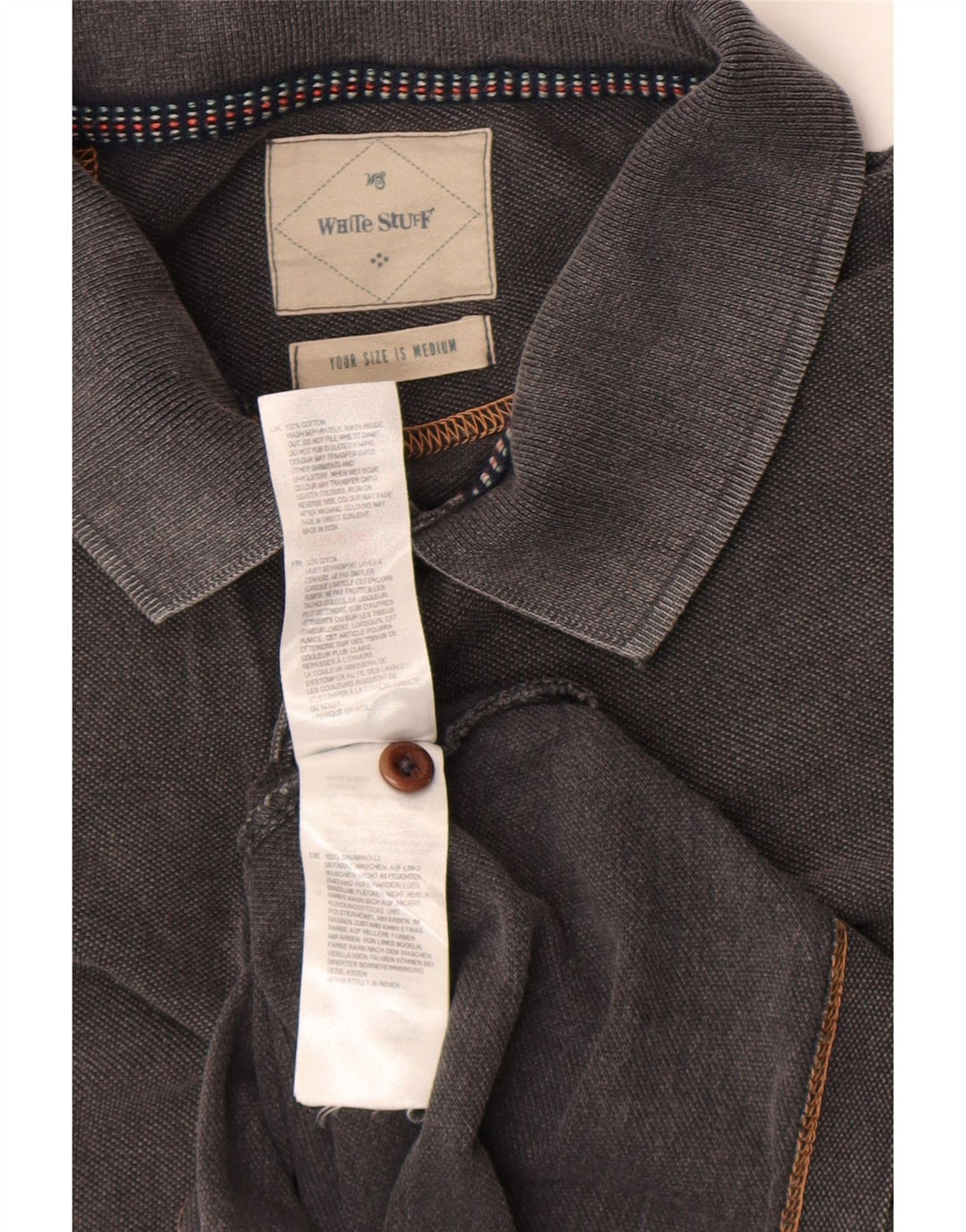 Polo da uomo White Stuff in cotone grigio medio