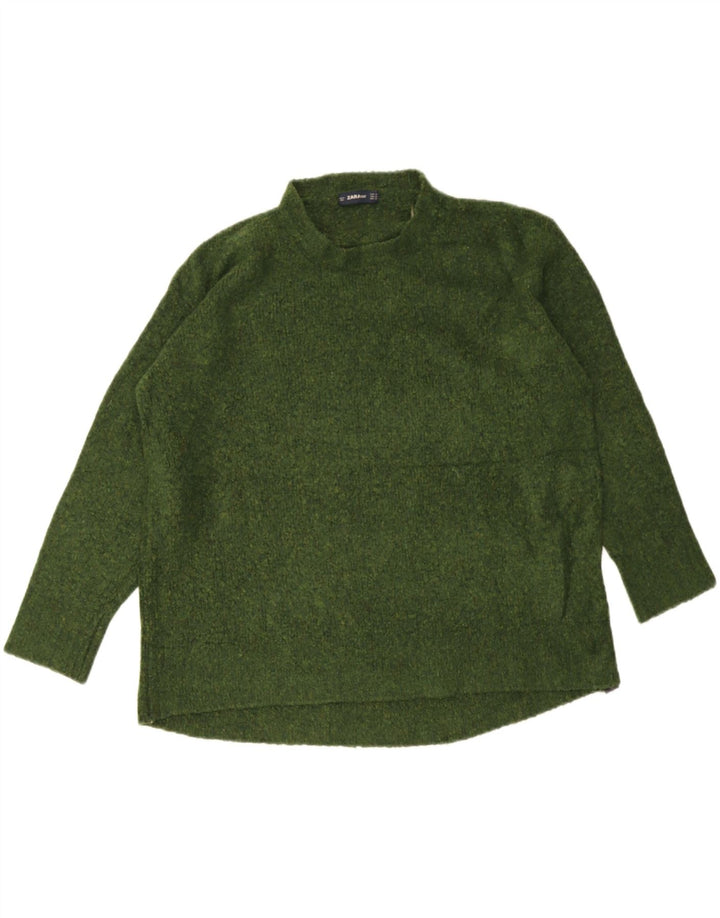 Maglione maglione girocollo oversize da donna Zara UK 14 verde medio screziato
