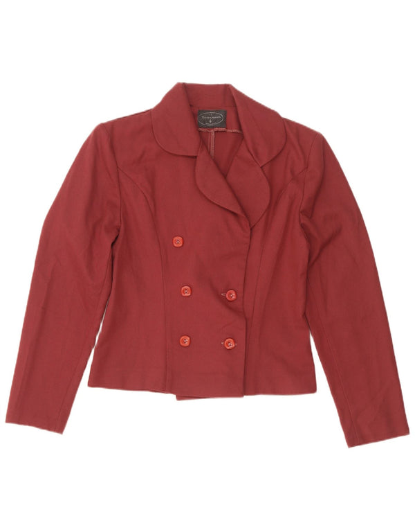 Giacca blazer doppiopetto vintage da donna UK 10 piccola rossa