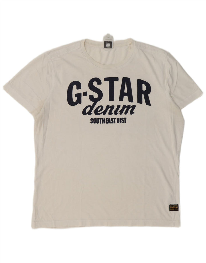 T-shirt grafica da uomo G-Star Top XL in cotone bianco