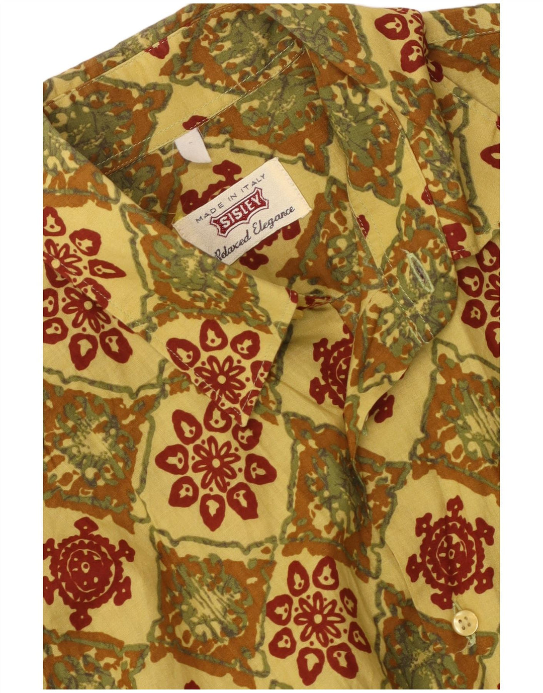 Camicia a maniche corte da uomo Sisley Giallo medio geometrico