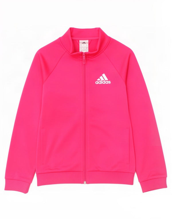 Adidas Girls Tracksuit Top Jacket 9-10 Years Pink Polyester